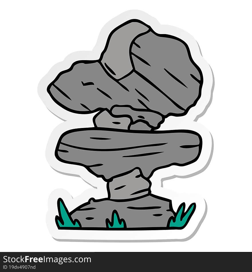 sticker cartoon doodle of grey stone boulders