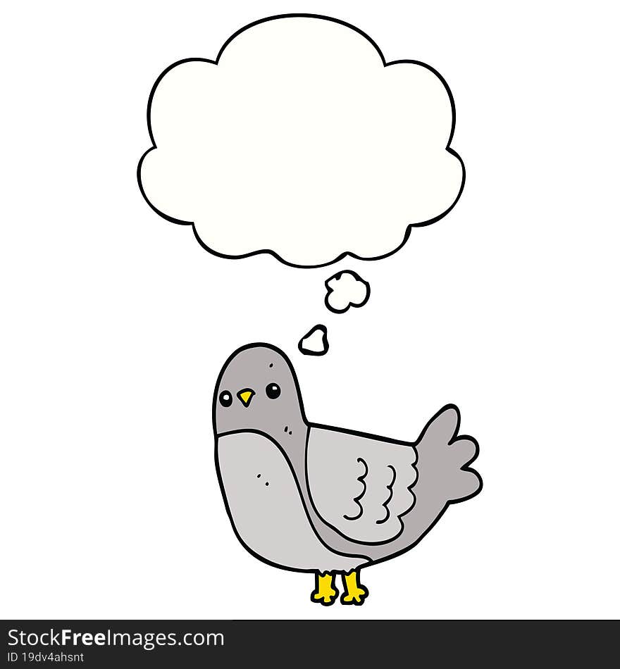 cartoon bird with thought bubble. cartoon bird with thought bubble