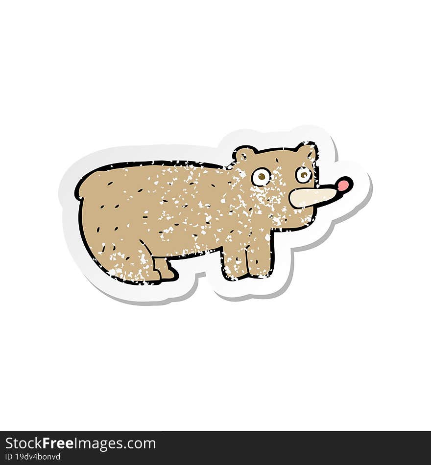 retro distressed sticker of a funny cartoon bear