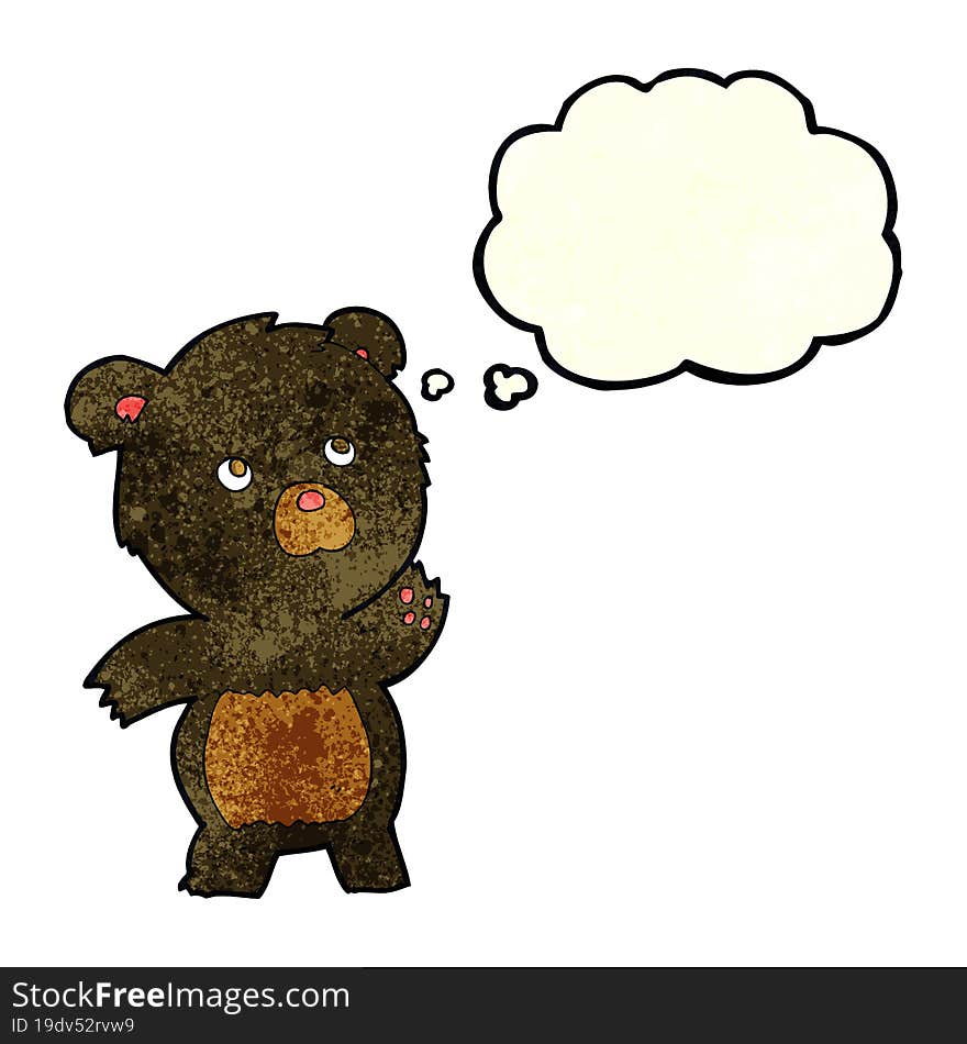 cartoon curious black bear with thought bubble