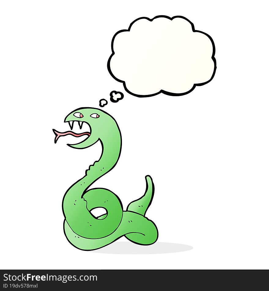 cartoon hissing snake with thought bubble