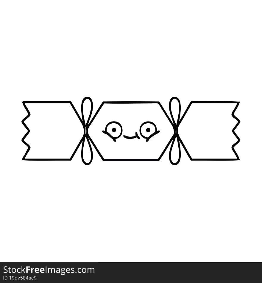 line drawing cartoon christmas cracker