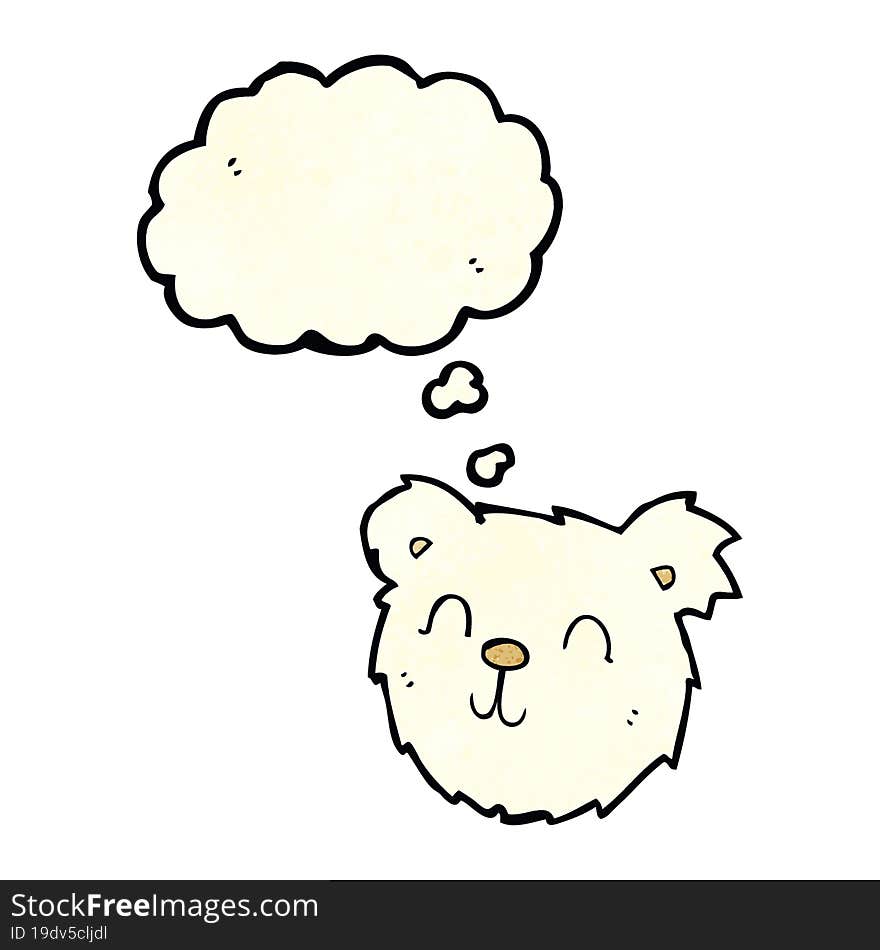 cartoon happy polar bear face with thought bubble