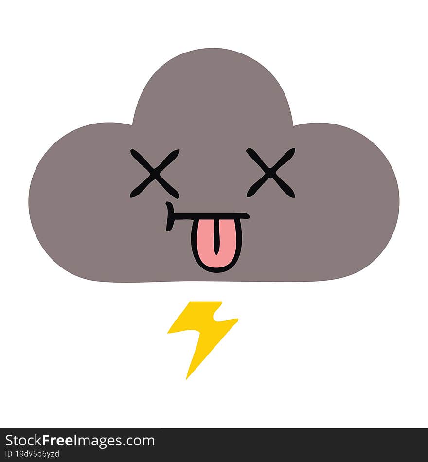 flat color retro cartoon storm cloud