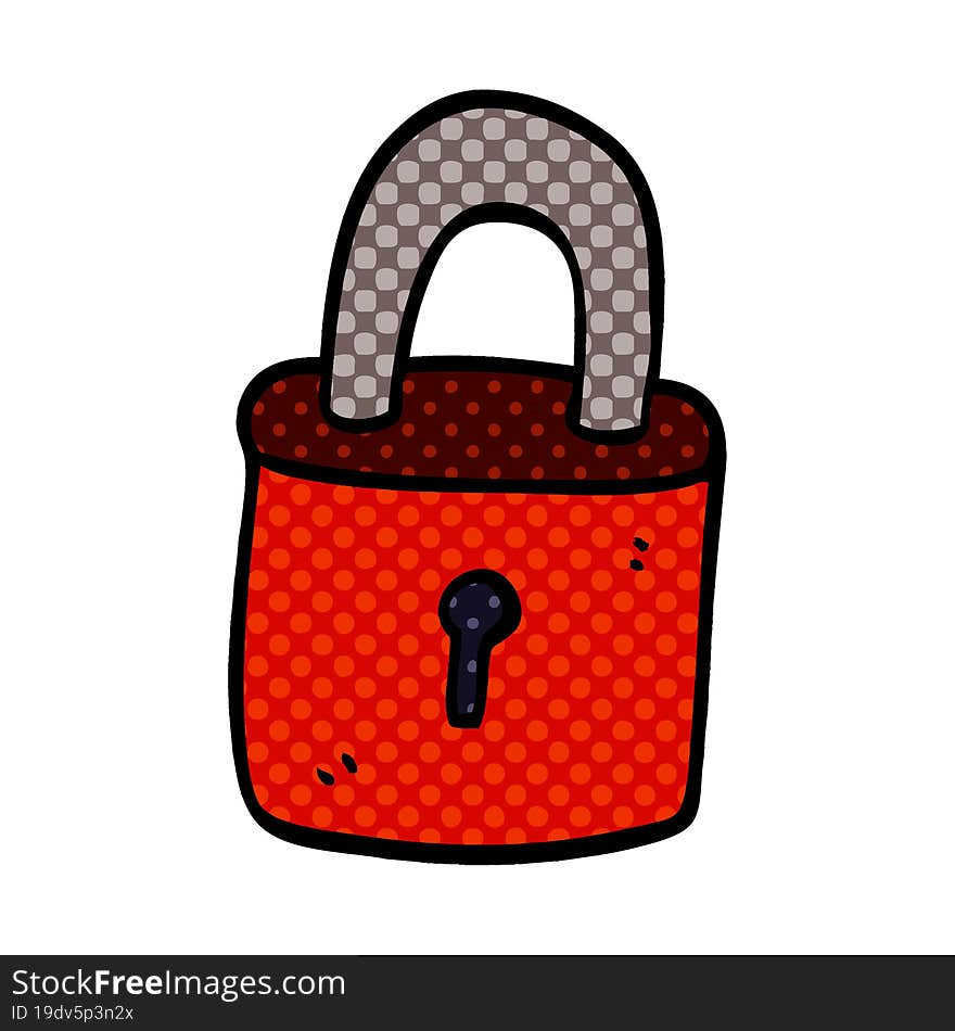 cartoon doodle locked padlock