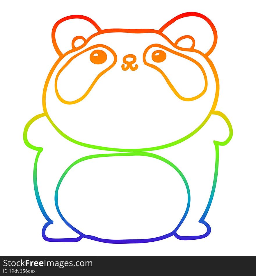 Rainbow Gradient Line Drawing Cartoon Panda