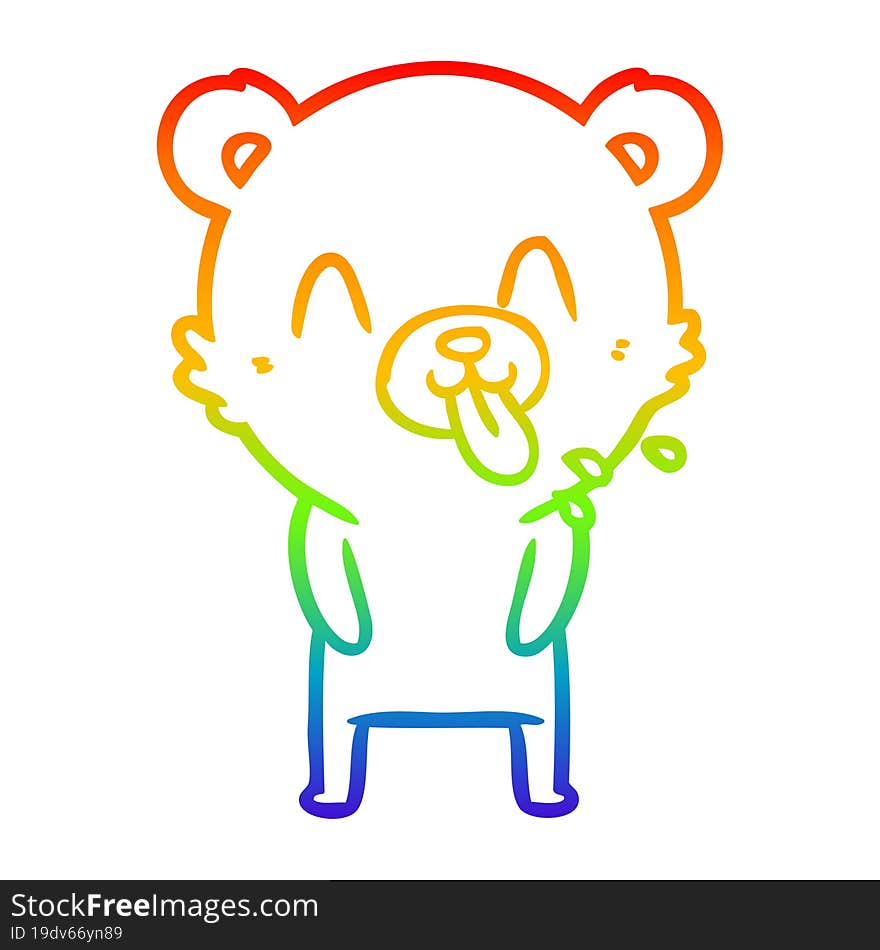 rainbow gradient line drawing rude cartoon bear