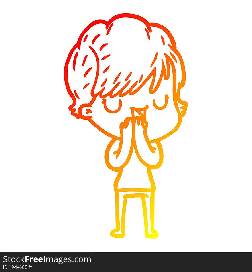 warm gradient line drawing of a cartoon woman talking