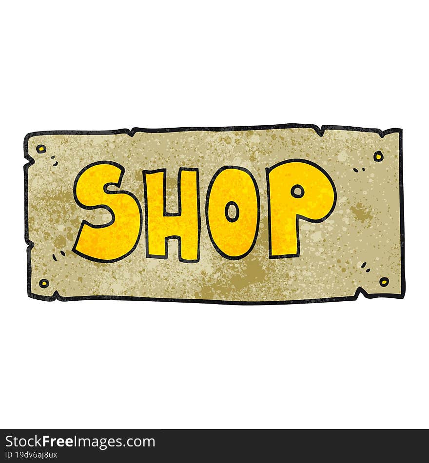 freehand textured cartoon shop sign