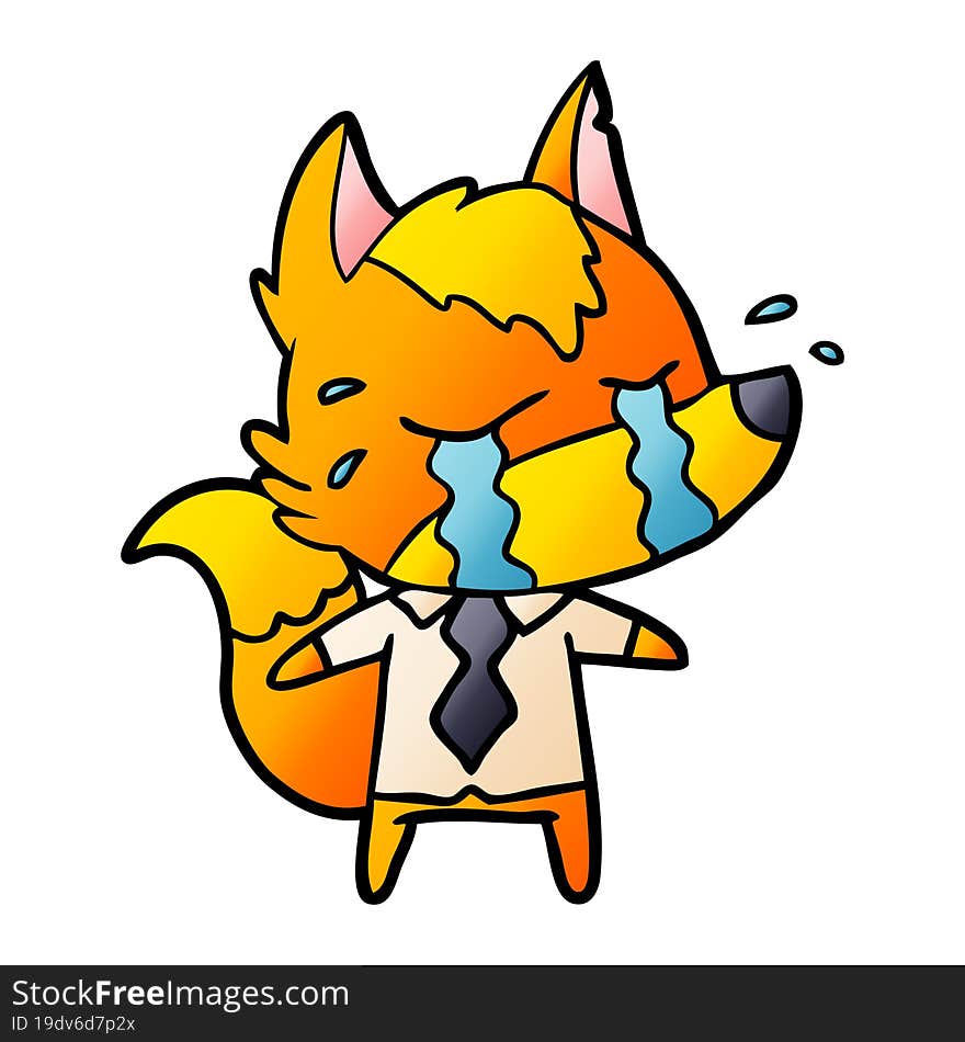 sad little business fox cartoon character. sad little business fox cartoon character