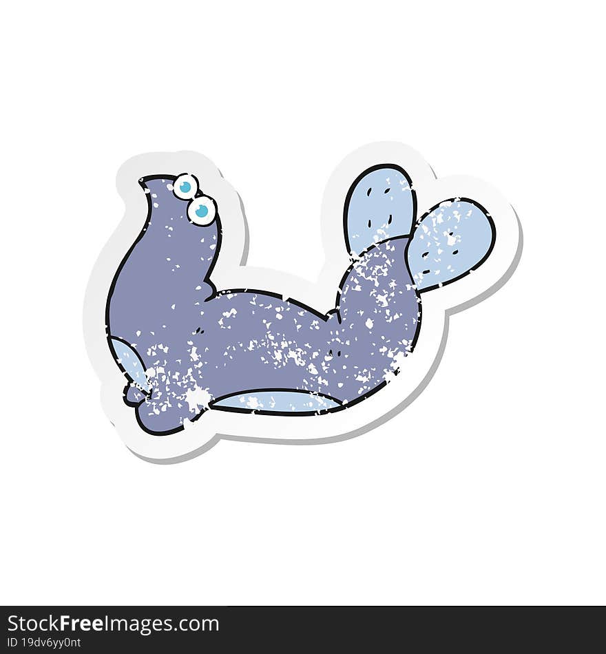 retro distressed sticker of a cartoon seal