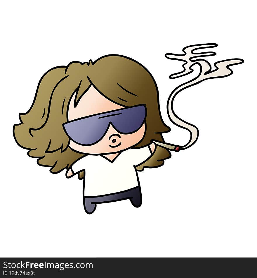 gradient cartoon cute kawaii smoking a joint