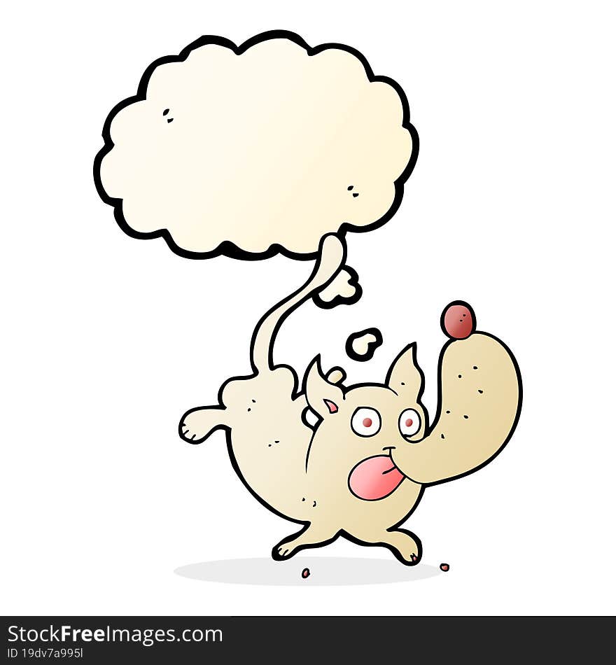 cartoon funny dog with thought bubble