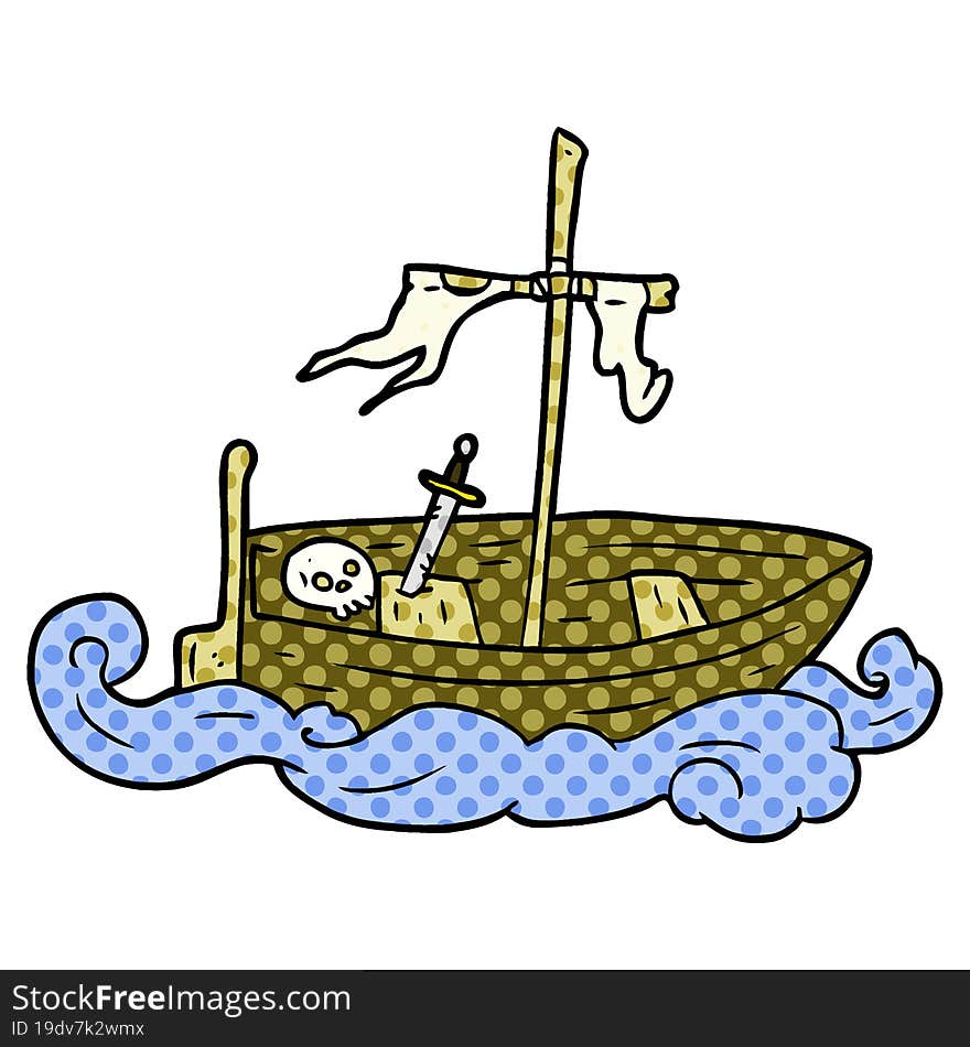 cartoon old shipwrecked boat. cartoon old shipwrecked boat