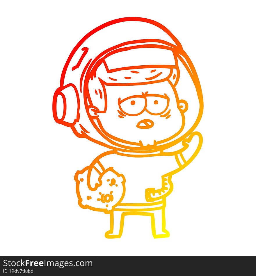 warm gradient line drawing cartoon tired astronaut