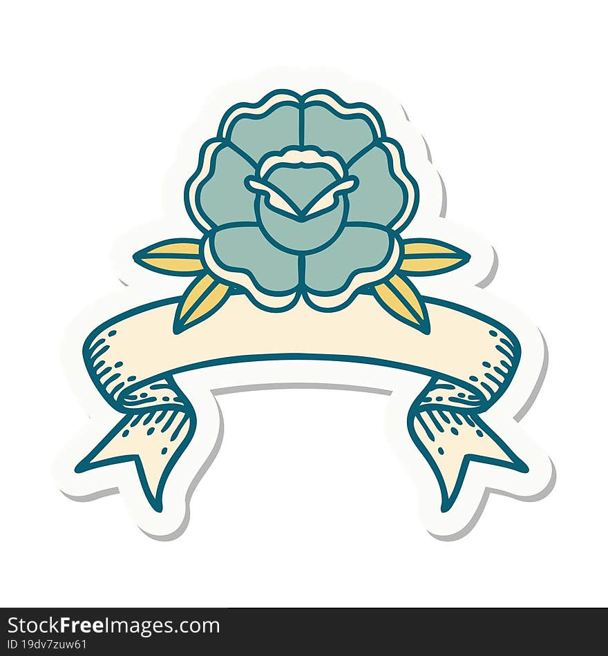 tattoo sticker with banner of a flower