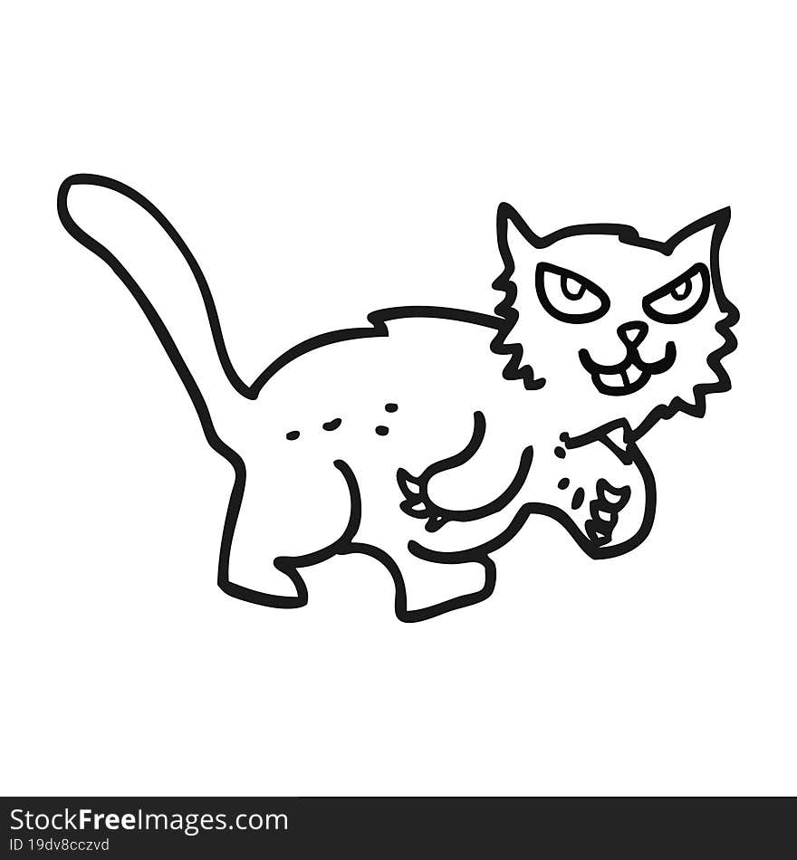 Black And White Cartoon Cat