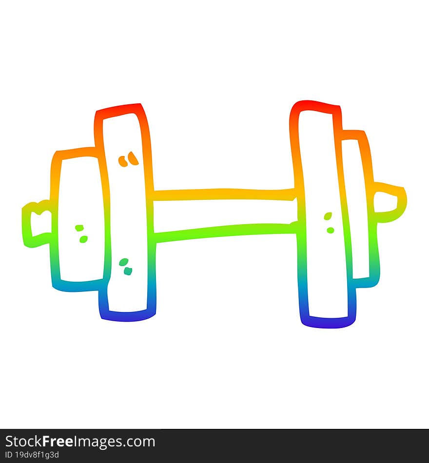 Rainbow Gradient Line Drawing Cartoon Gym Weights