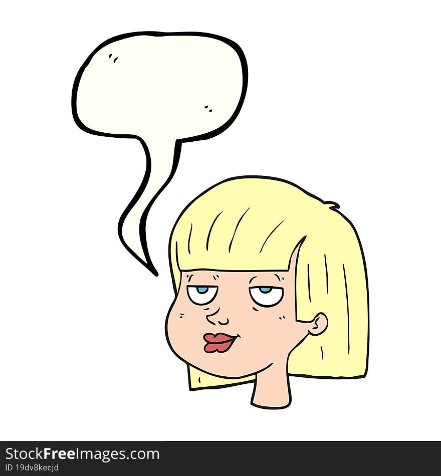 speech bubble cartoon female face