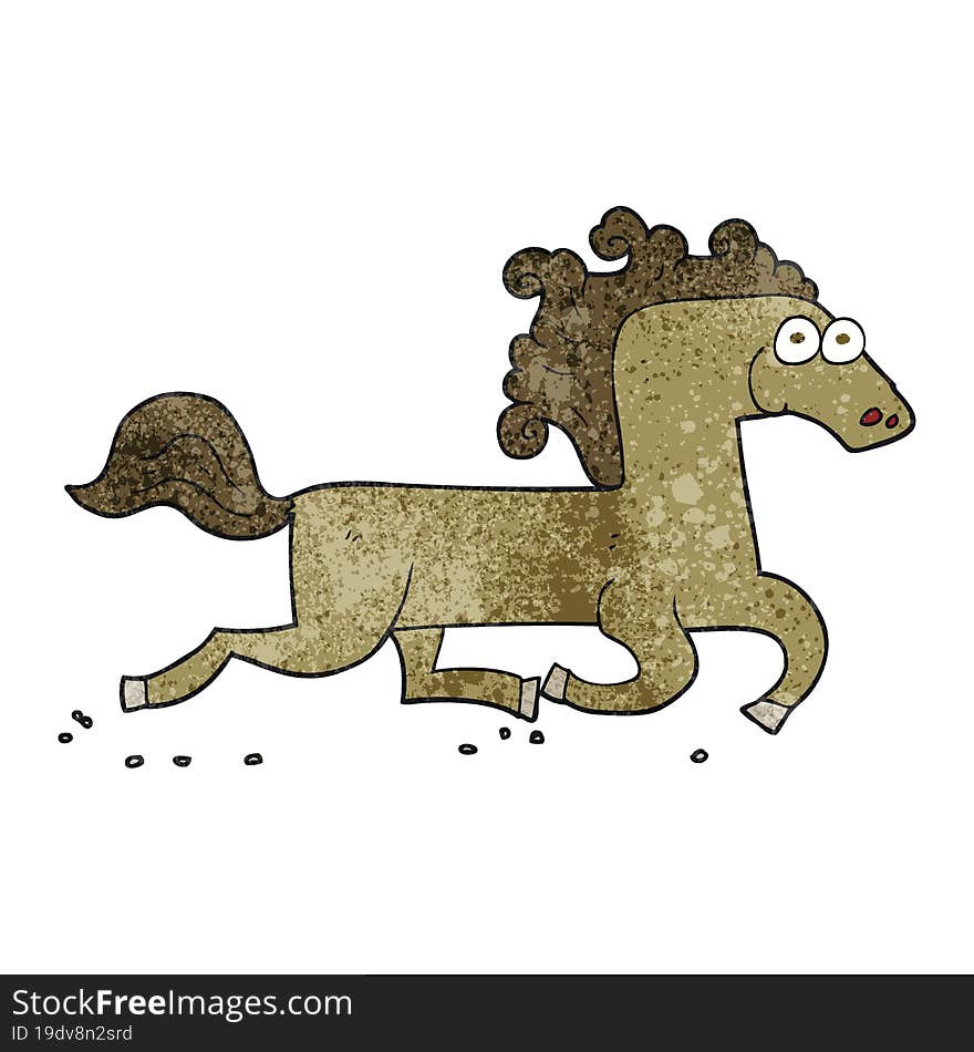 textured cartoon running horse