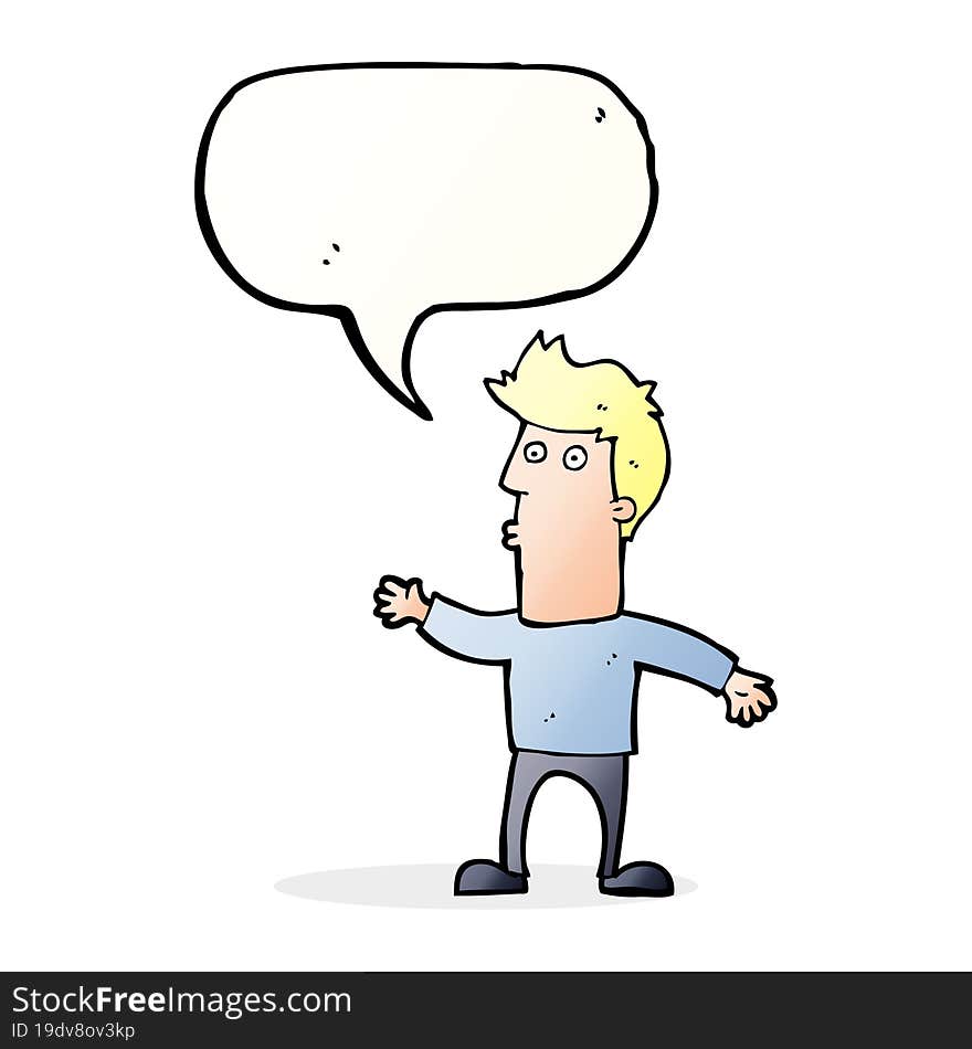 Cartoon Surprised Man With Speech Bubble