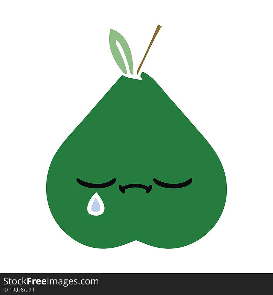 flat color retro cartoon of a pear