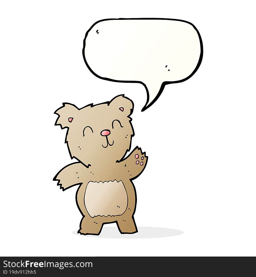 cartoon teddy bear with speech bubble