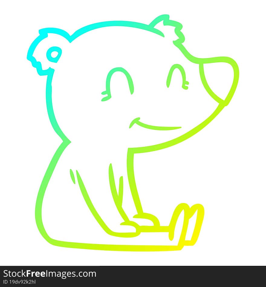 cold gradient line drawing sitting bear cartoon