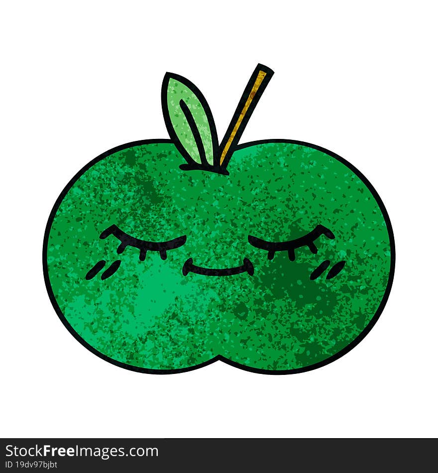 retro grunge texture cartoon juicy apple