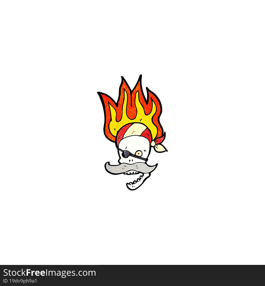 cartoon flaming pirate skull