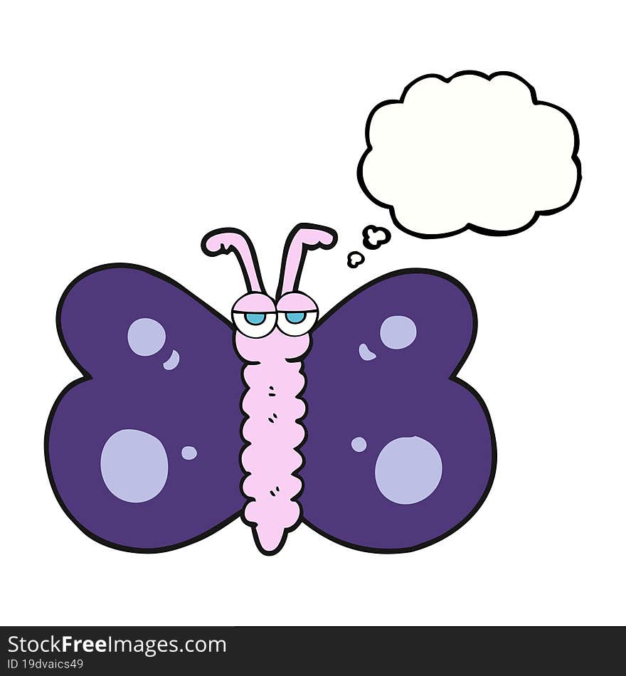 freehand drawn thought bubble cartoon butterfly