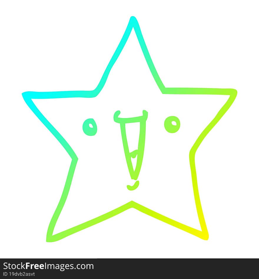 cold gradient line drawing cartoon star