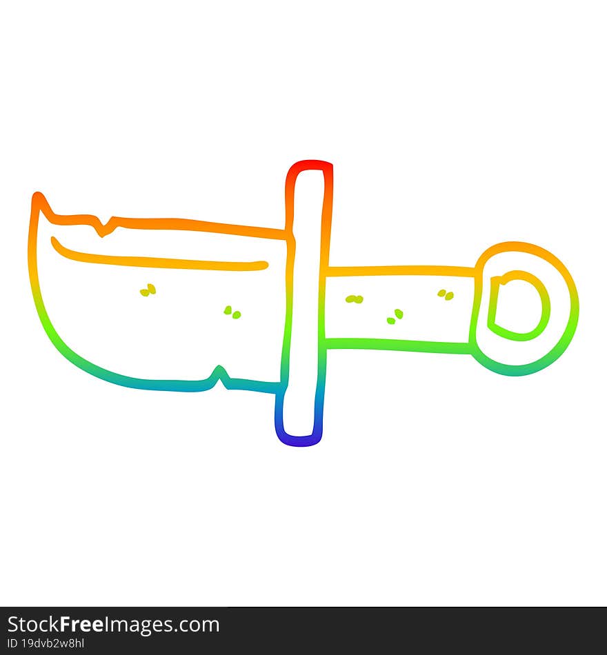 Rainbow Gradient Line Drawing Cartoon Dagger