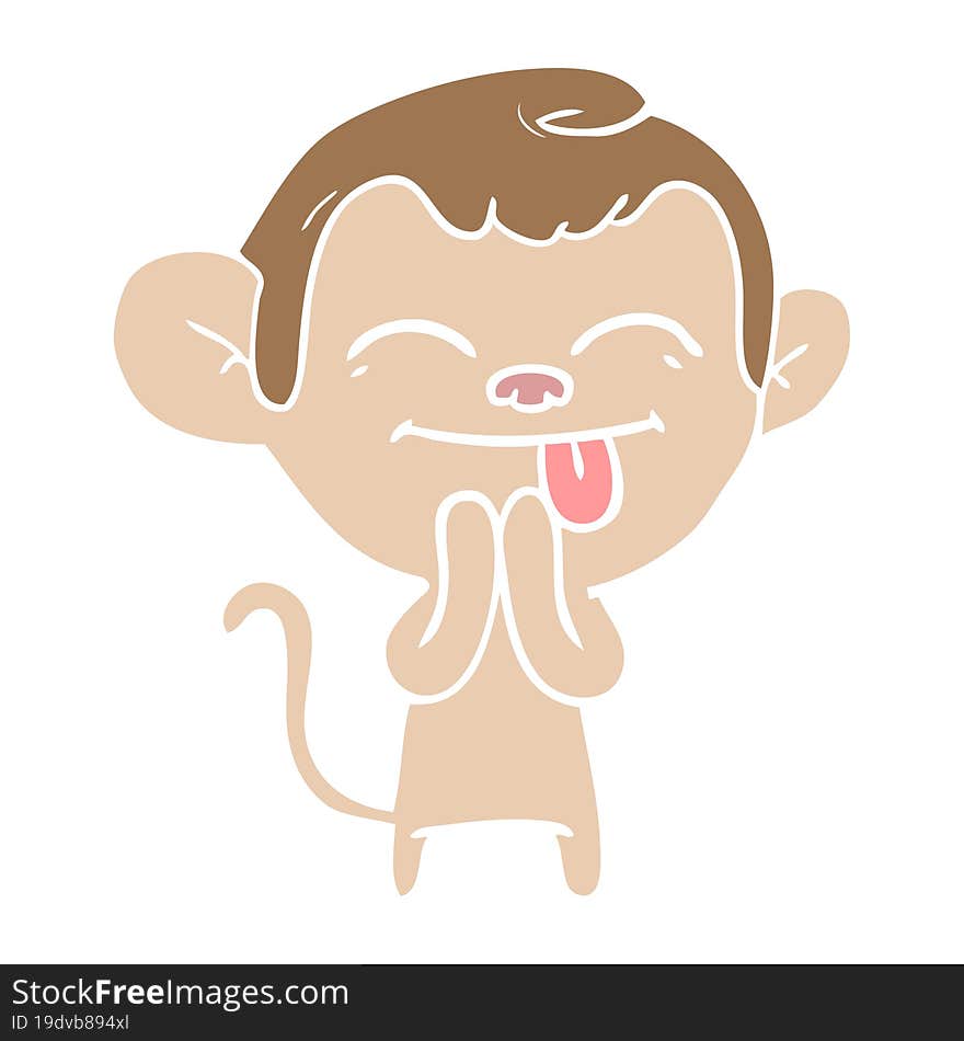 funny flat color style cartoon monkey