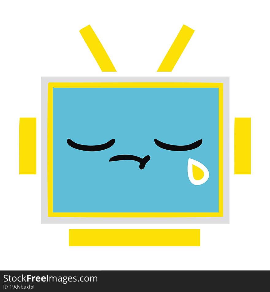 flat color retro cartoon robot head