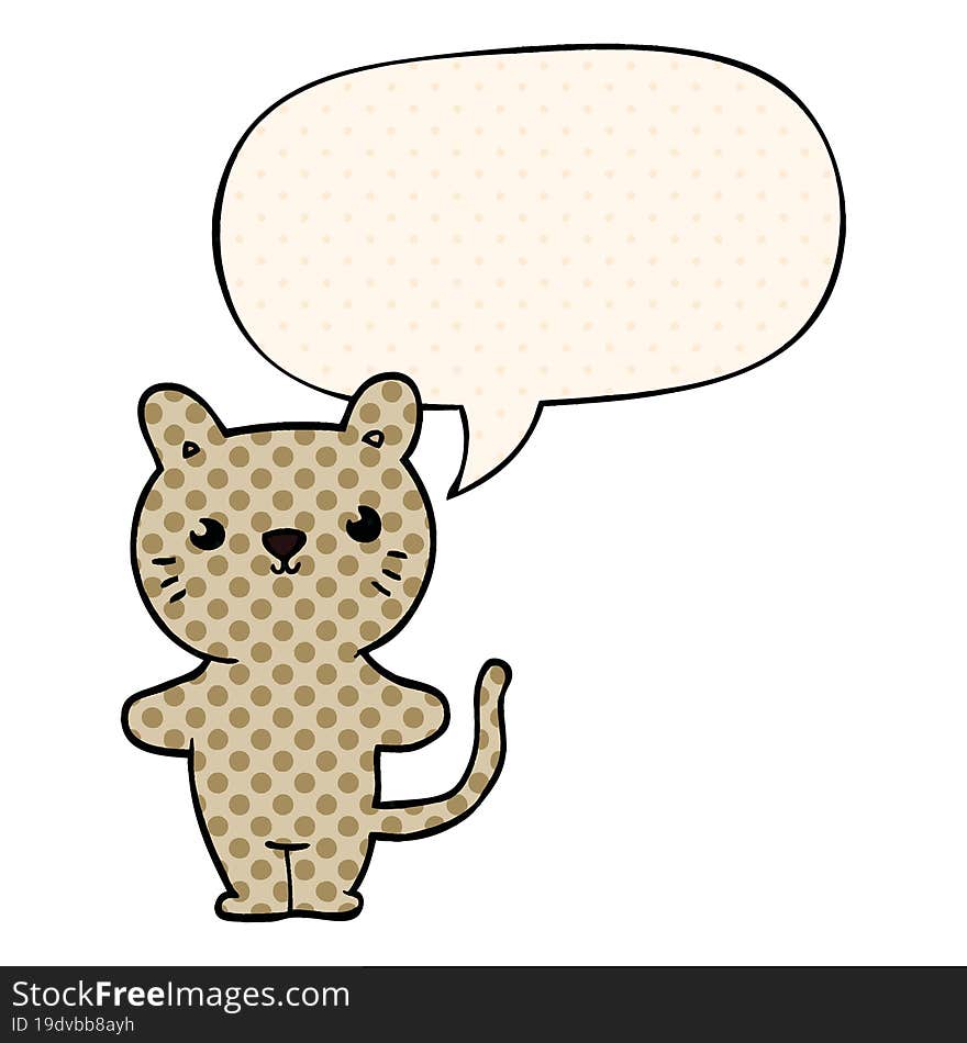 Cartoon Cat And Speech Bubble In Comic Book Style