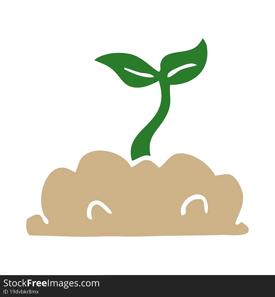 flat color style cartoon growing seedling