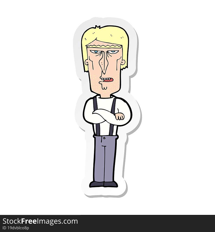 Sticker Of A Cartoon Angry Man