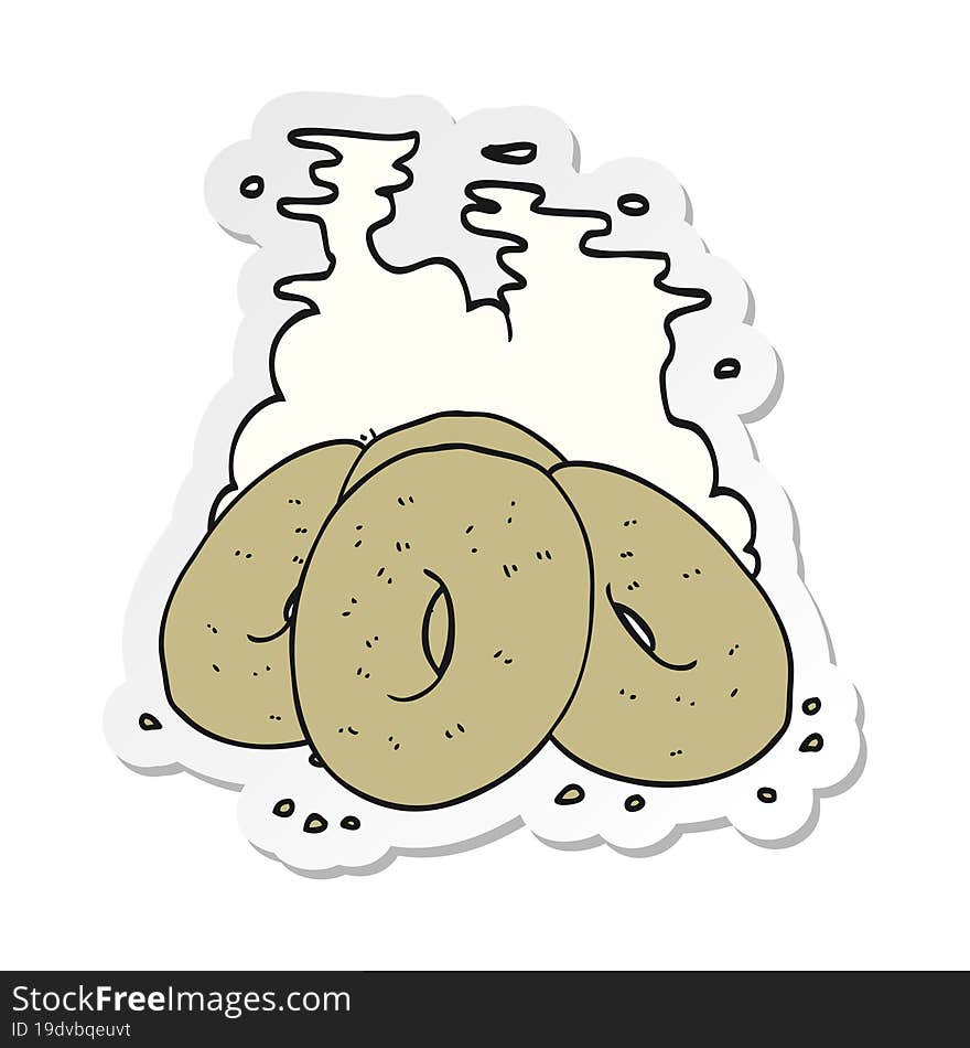 Sticker Of A Cartoon Bagels