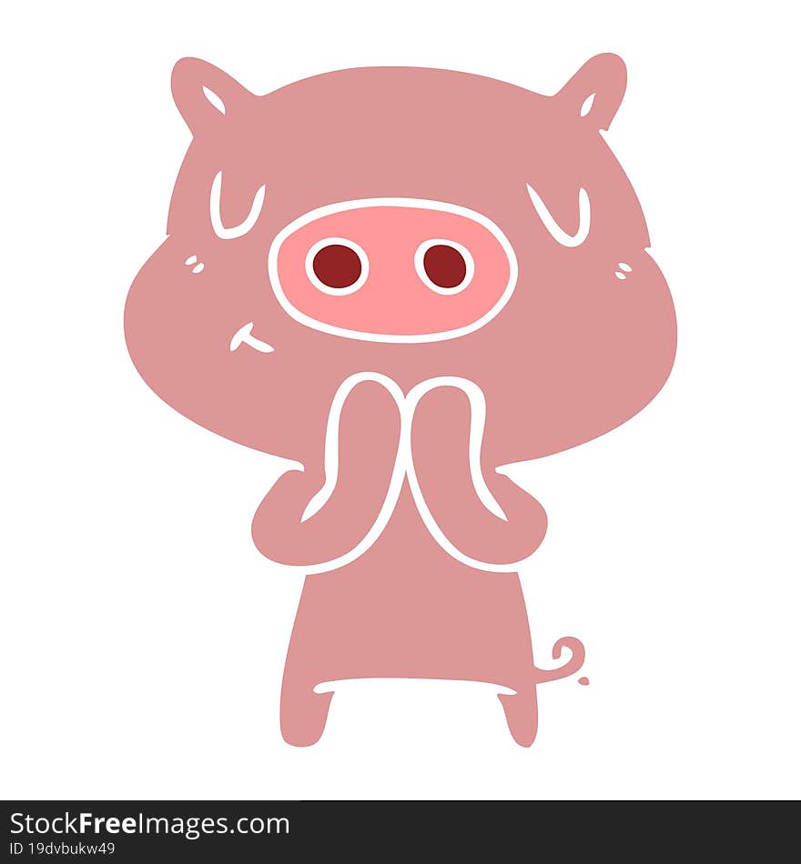 Flat Color Style Cartoon Content Pig