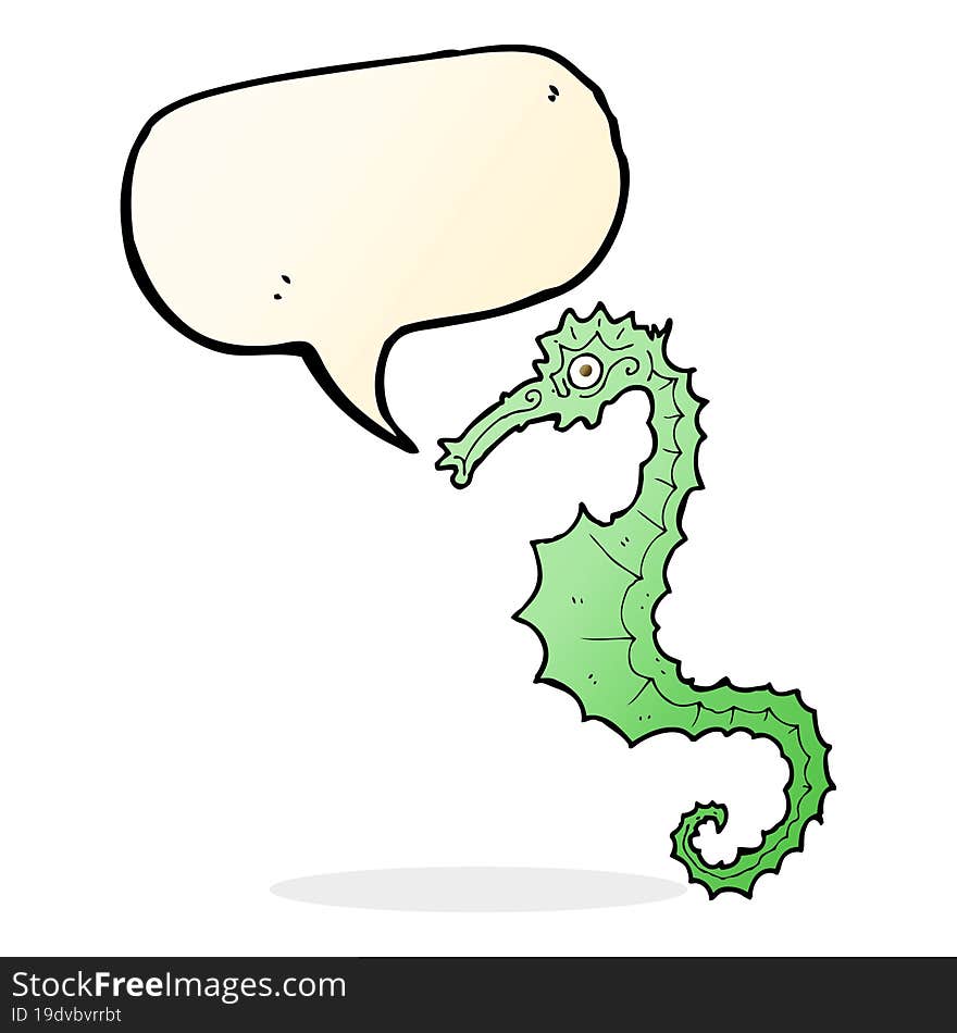 cartoon sea horse with speech bubble