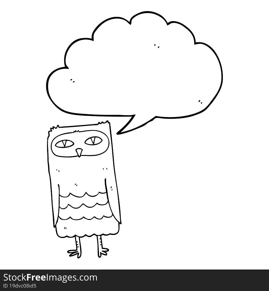 freehand drawn speech bubble cartoon owl