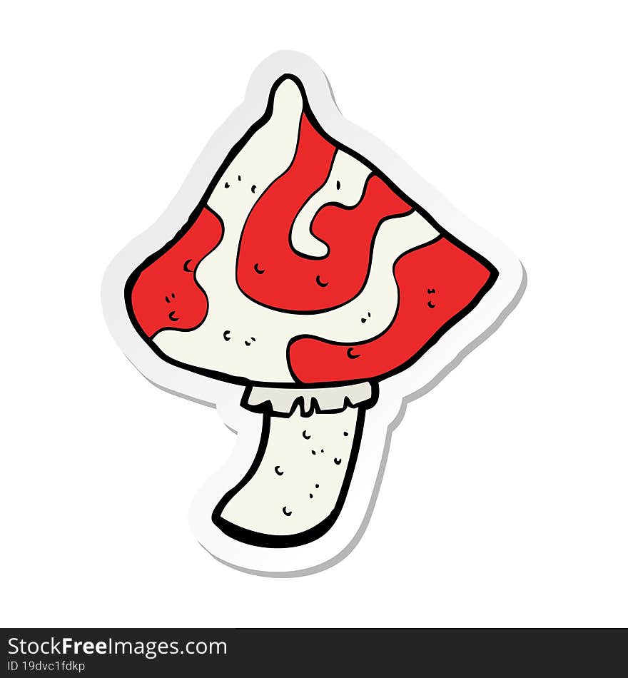 sticker of a cartoon toadstool