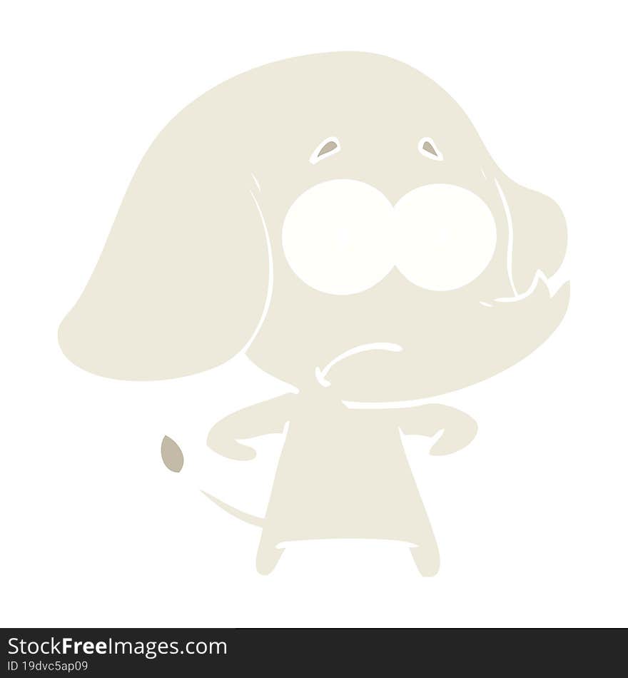 flat color style cartoon unsure elephant