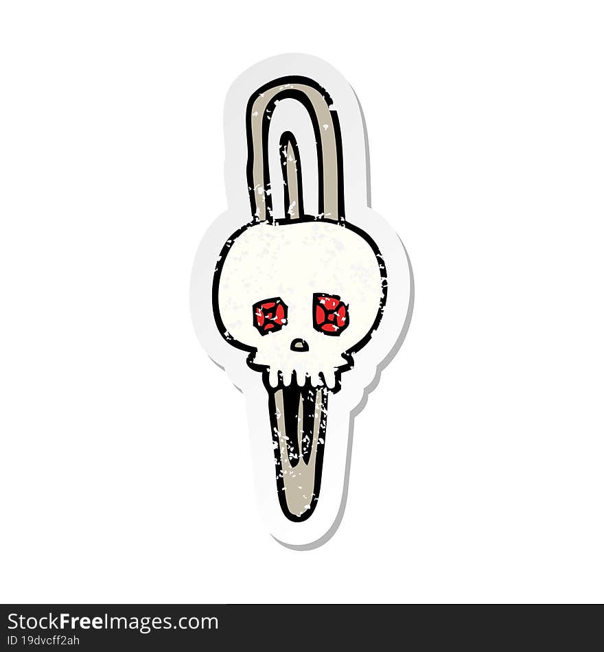 Retro Distressed Sticker Of A Cartoon Skull Hairclip