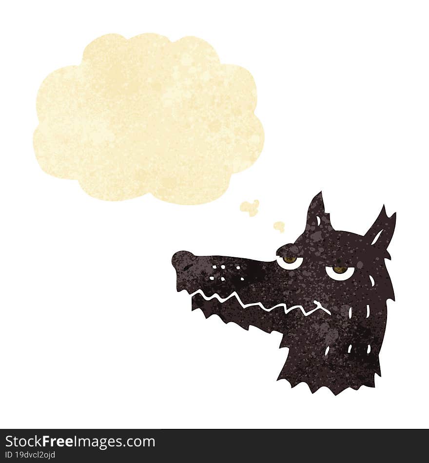 Cartoon Wolf Head With Thought Bubble