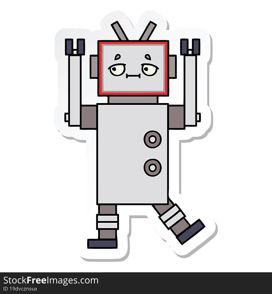 sticker of a cute cartoon robot