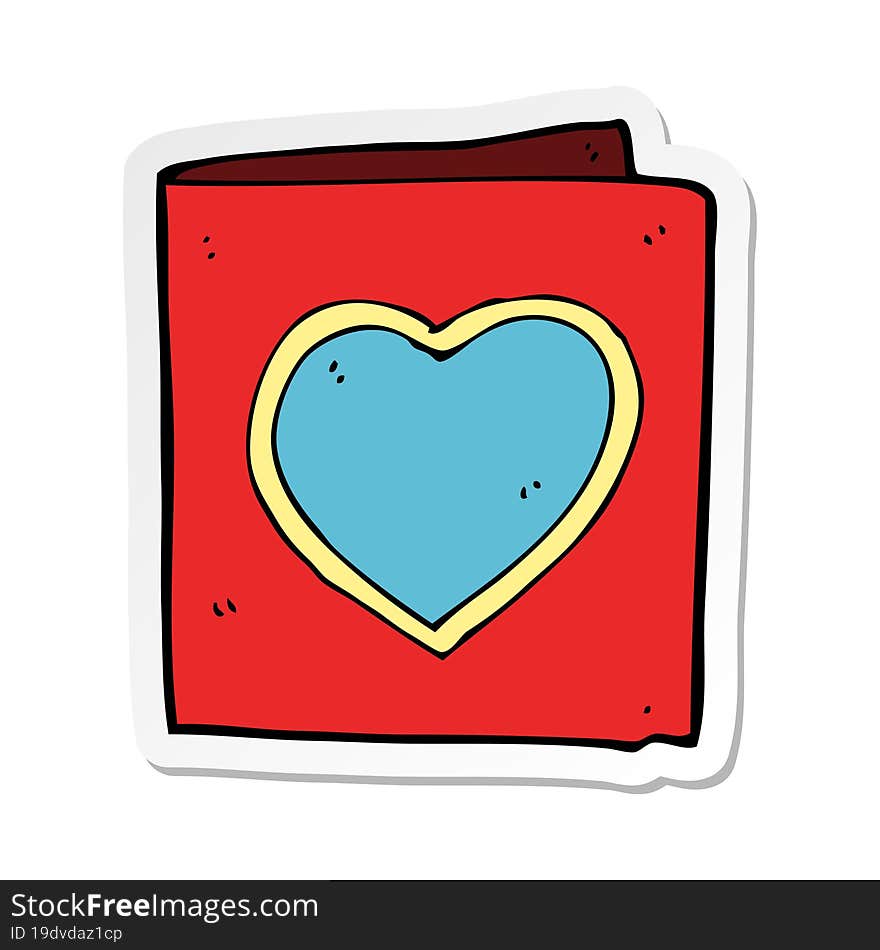 Sticker Of A Cartoon Love Heart Card