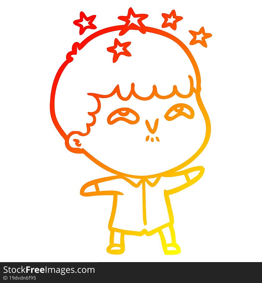 warm gradient line drawing cartoon amazed boy