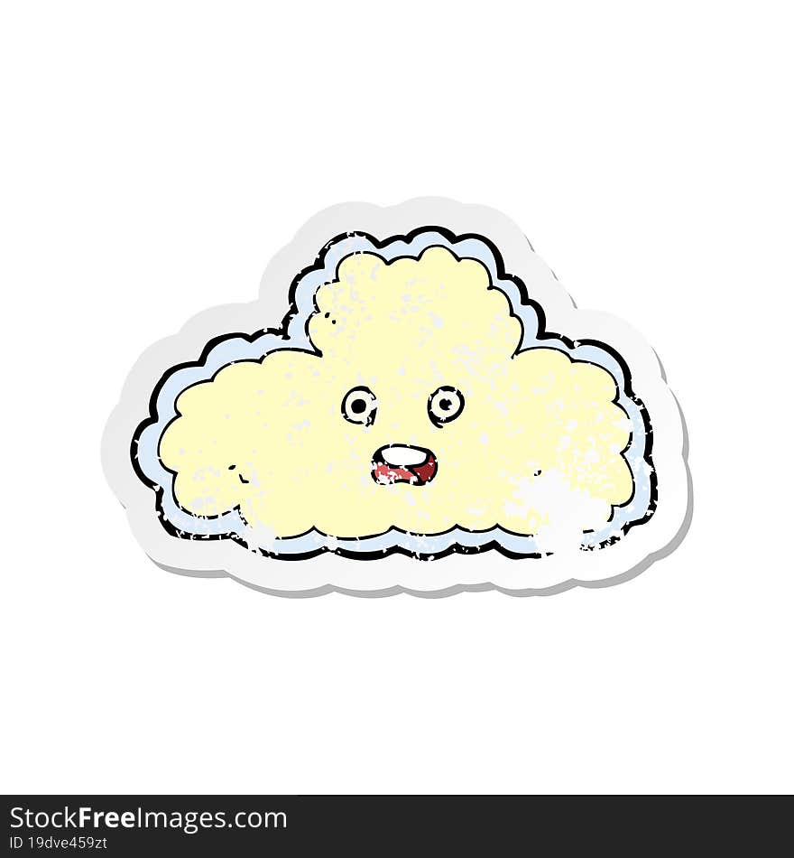 retro distressed sticker of a cartoon cloud symbol